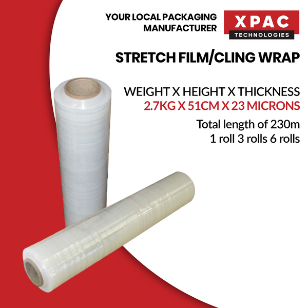 2.7kg x 51cm (230m) Clear Stretch Film  | 23µm Thickness