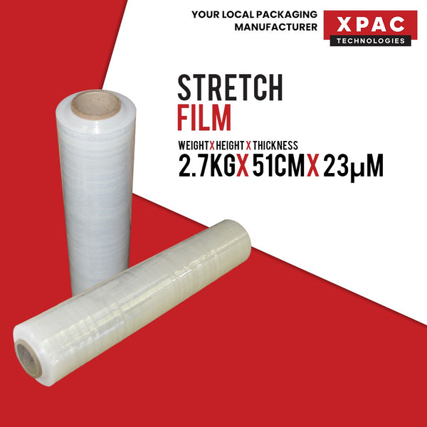 2.7kg x 51cm (230m) Clear Stretch Film  | 23µm Thickness - Pallet Wrap, Cling Film, Cling Wrap, Pallet Stretch Film