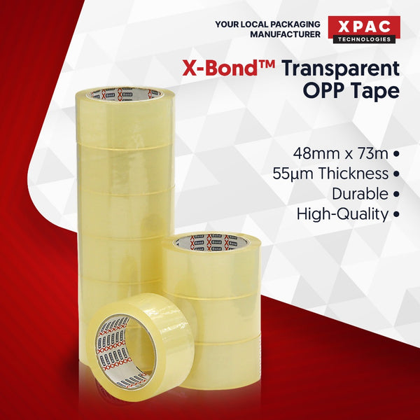 6 Rolls OPP Tape - Transparent Adhesive Tape (55 microns) | Fast Delivery XBond Clear Tape, Sticky Tape